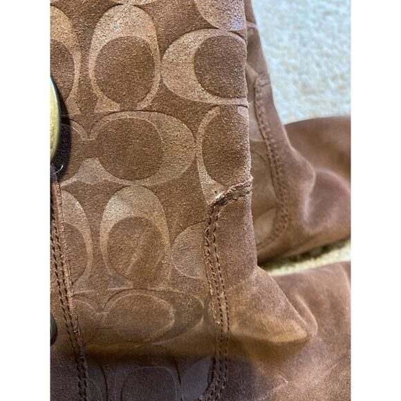 COACH Meyer Brown Signature Suede Boots Sz 8 READ - Picture 6 of 9